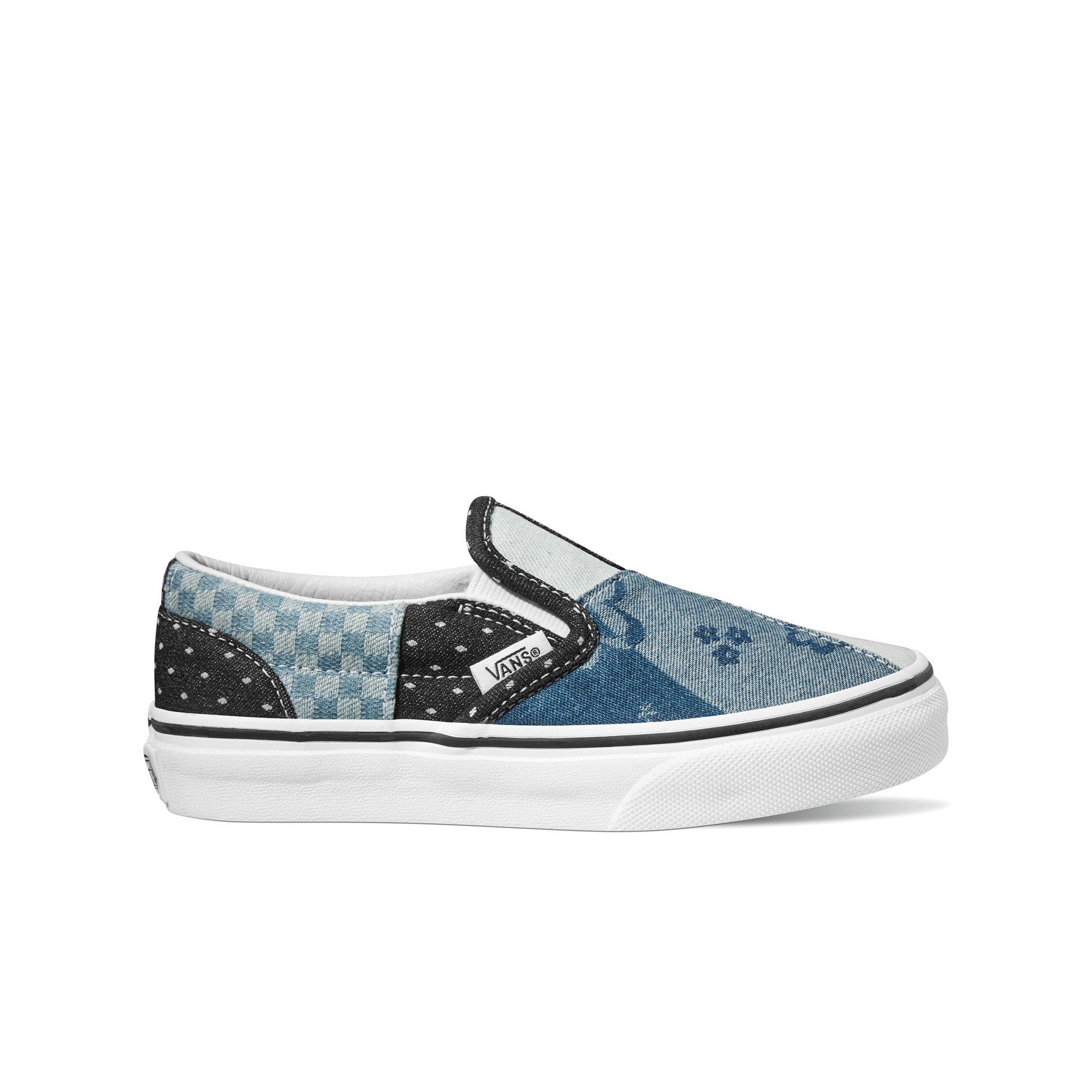 Vans Kids Classic Slip On Patchwork Trainers Denim White